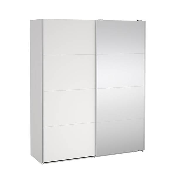Bergamo garderobeskab med hvid og spejl skydelåger 