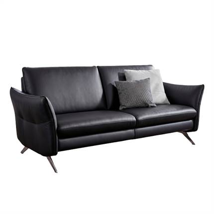 Himolla 6902 2 pers. sofa i sort læder - Justerbar ryg og skammel