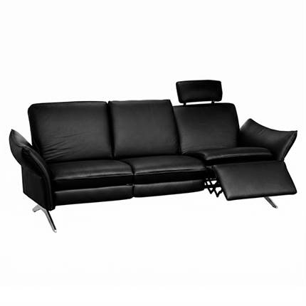 Himolla 6902 3 pers. sofa i sort læder - Justerbar ryg og skammel