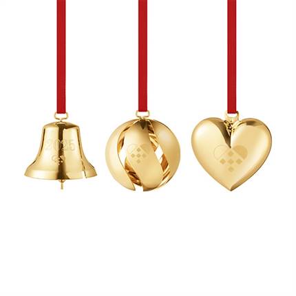 Georg Jensen 2025 Kugle, klokke & hjerte - Forgyldt