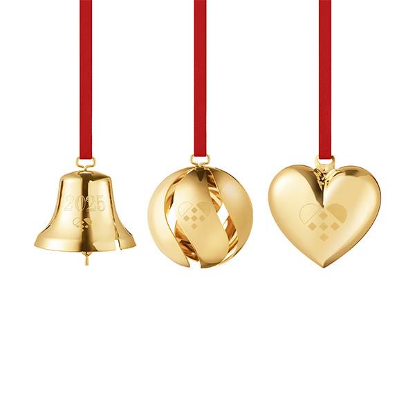 Georg Jensen 2025 Kugle, klokke & hjerte - Forgyldt