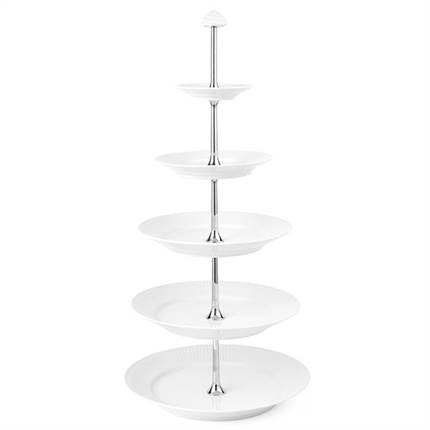 Royal Copenhagen Hvid Riflet Étagère, 5 lag