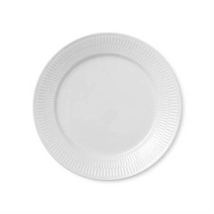 Royal Copenhagen Hvid Riflet Tallerken, 25 cm