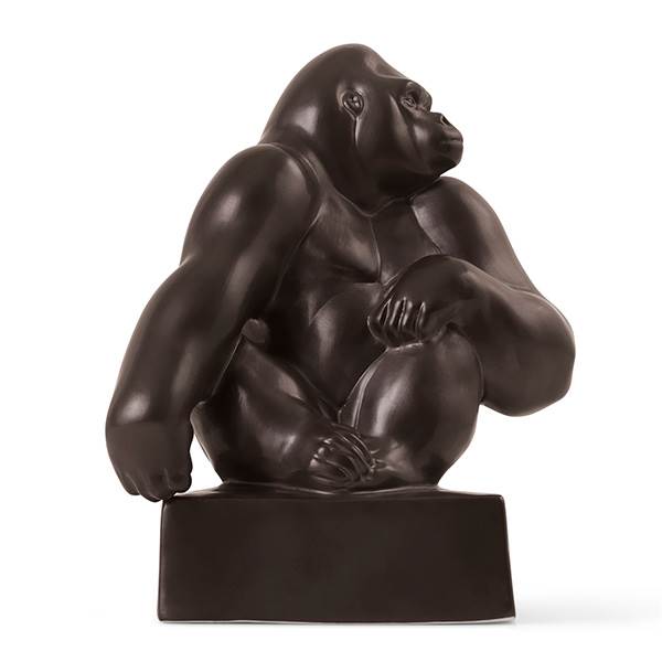 Royal Copenhagen Gorilla med hagen hvilende på skulderen, 20 cm