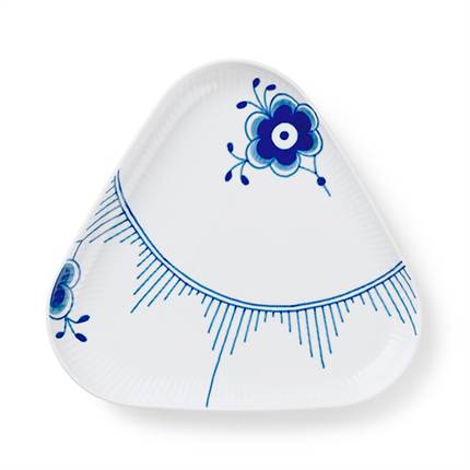 Royal Copenhagen Blå Mega Riflet Trekantet fad, 23 cm