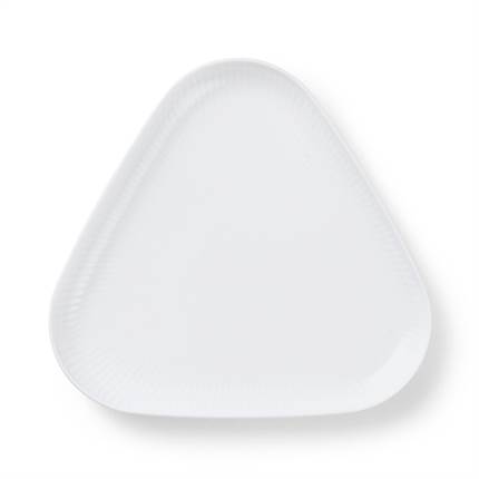 Royal Copenhagen Hvid Riflet Trekantet fad, 23 cm