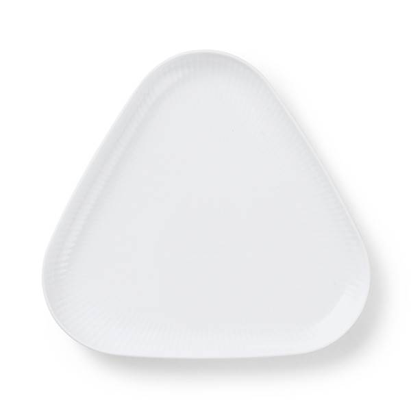 Royal Copenhagen Hvid Riflet Trekantet fad, 23 cm