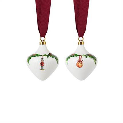Royal Copenhagen Stjerne Riflet Jul ornament, 8,5 cm, 2 stk.