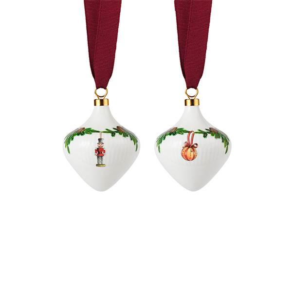 Royal Copenhagen Stjerne Riflet Jul ornament, 8,5 cm, 2 stk.