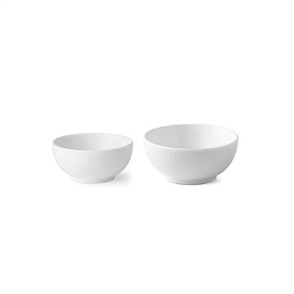 Royal Copenhagen Hvid Riflet Skål, 24 cl/ 47 cl, 2 stk.