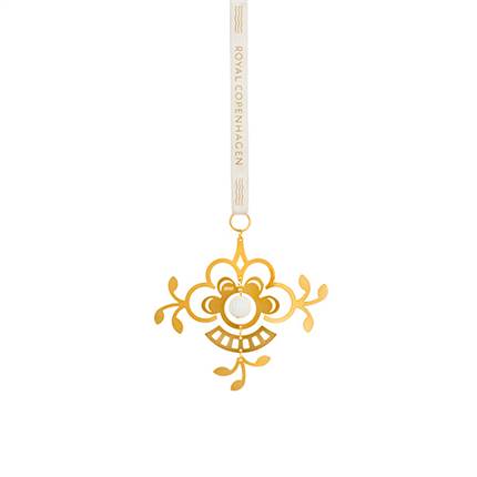 Royal Copenhagen Jul Forgyldt juleornament, blomst, 10 cm