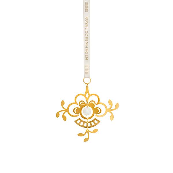 Royal Copenhagen Jul Forgyldt juleornament, blomst, 10 cm