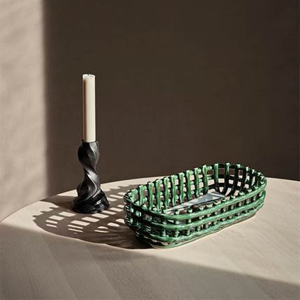Ferm Living Ceramic basket, oval - Emerald green