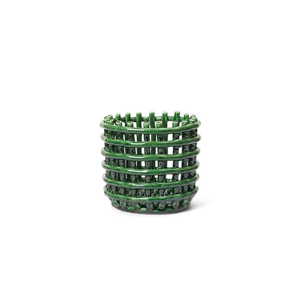 Se Ferm Living Ceramic basket, small - Emerald green hos Erling Christensen Møbler