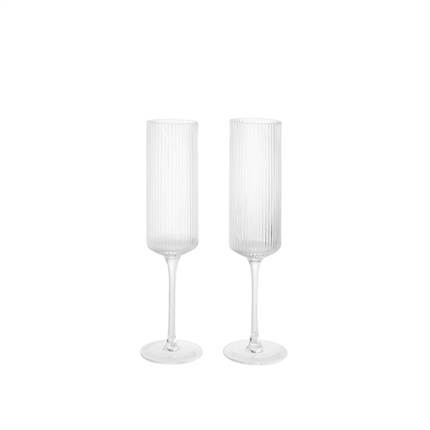 Ferm Living Ripple Champagne Flutes glas - 2 stk.