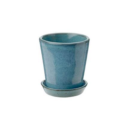 Knabstrup Keramik dyrkningspotte, støvet blå - H:11 cm