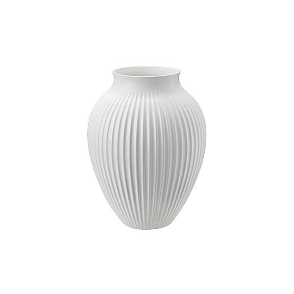 Se Knabstrup Vase med riller 27 cm hvid hos Erling Christensen Møbler