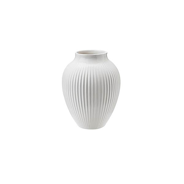 Billede af Knabstrup Keramik Knabstrup vasen med riller hvid - 12,5 cm.