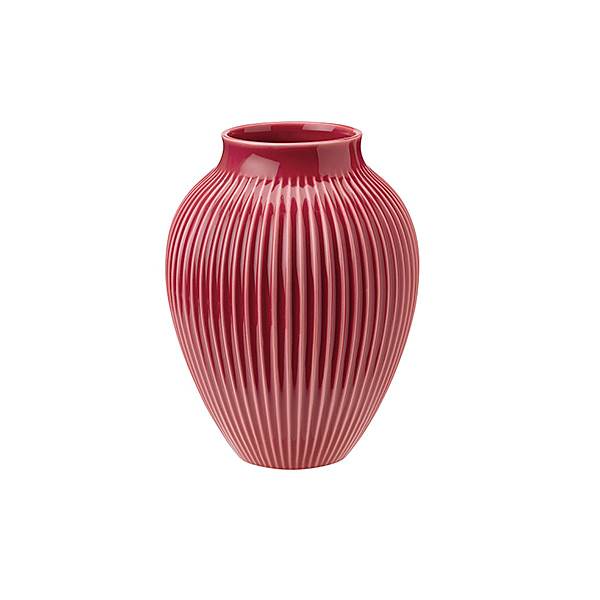 Knabstrup Keramik Knabstrup vasen med riller bordeaux