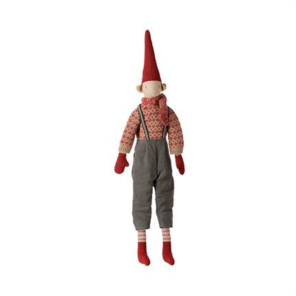 Maileg Jul - Pixy, Str. 4 - Dreng - Strikket sweater og tørklæde
