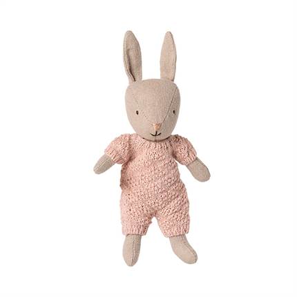 Maileg Hare, Micro - Sand - Rosa strikket dragt