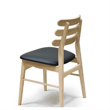 Charlotte spisebordsstol - hvidolieret eg - sort læder