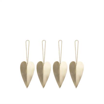 Ferm Living Heart ornaments - Brass