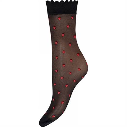 HYPE THE DETAiL ankel strømper med hjerter, 30 den - Black/red