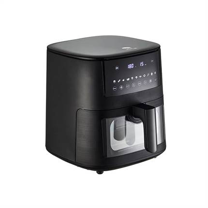 HOLM Airfryer m/vindue 6,5 liter, 1650 watt - Mat sort