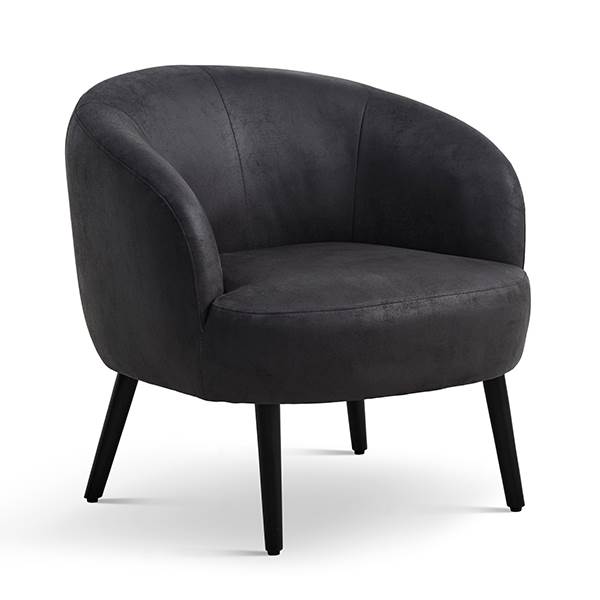 Conrad lounge chair - Onyx black - Læder - Sort træ