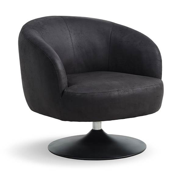 Conrad lounge chair - Onyx black - Læder - Metal trumpetfod/sort