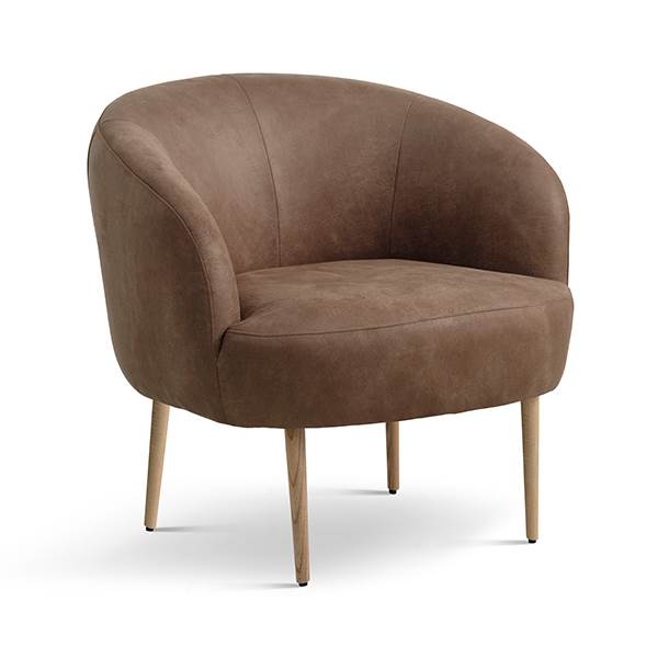 Conrad lounge chair - Almond - Læder - Natur træ