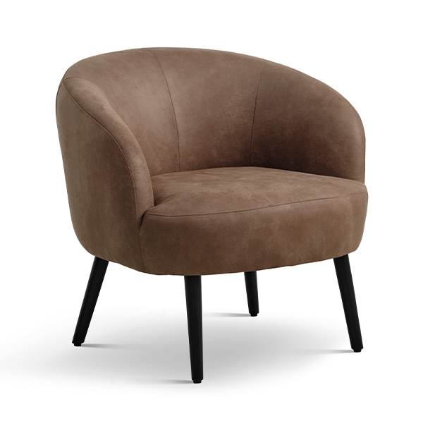 Lexpo living Conrad lounge chair - Almond - Læder - Sort træ