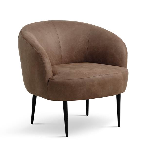 Conrad lounge chair - Almond - Læder - Sort metal