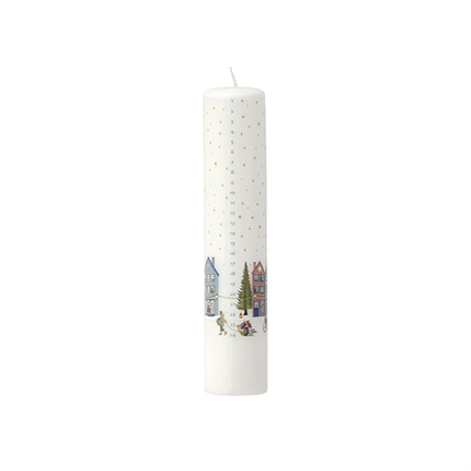 Pillivuyt Vinter Kalenderlys Dia 5 x 25 cm - Hvid/Guldstjerne