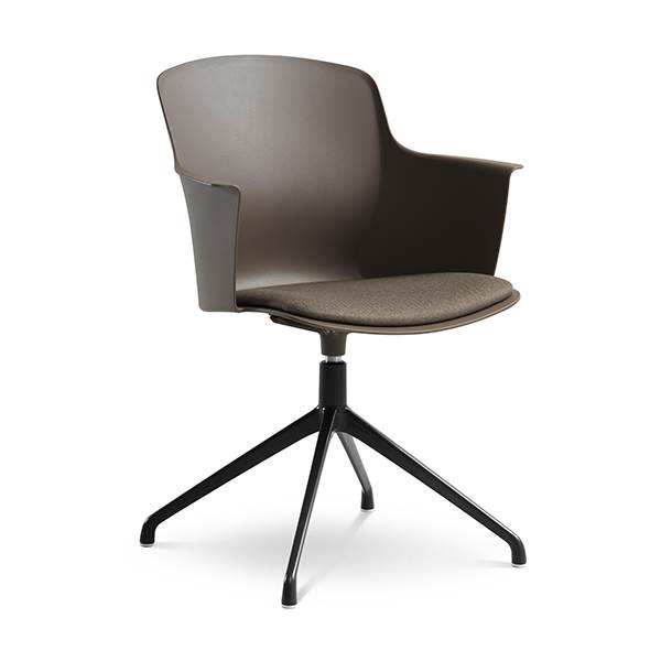 Lexpo living Mia dining chair m/armlæn + pude - Brun - Svirvel sort