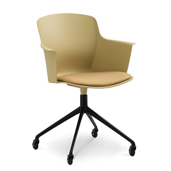 Lexpo living Mia dining chair m/armlæn + pude - Gul - Hjul