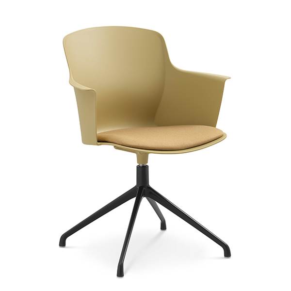 Lexpo living Mia dining chair m/armlæn + pude - Gul - Svirvel sort