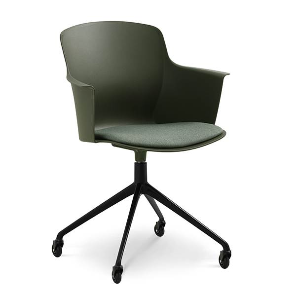 Lexpo living Mia dining chair m/armlæn + pude - Oliven - Hjul