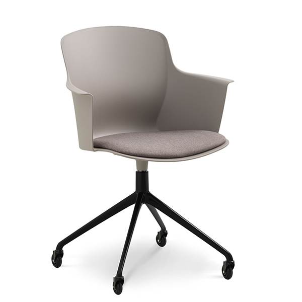 Lexpo living Mia dining chair m/armlæn + pude - Sten - Hjul