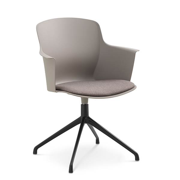 Lexpo living Mia dining chair m/armlæn + pude - Sten - Svirvel sort