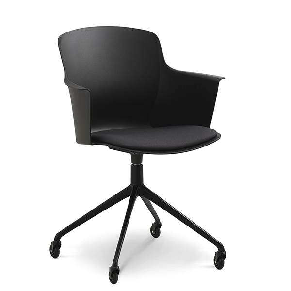 Lexpo living Mia dining chair m/armlæn + pude - Sort - Hjul