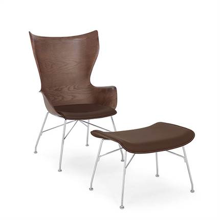 Kartell S/Wood Ottoman med læderpolstring