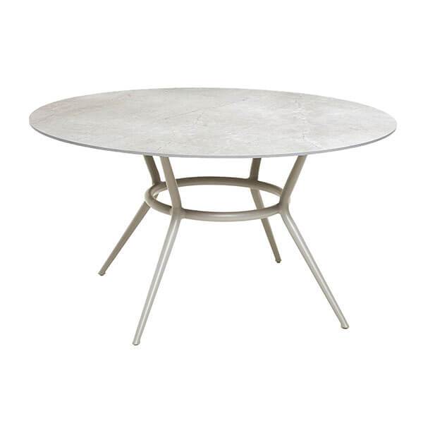 Cane-Line Joy spisebord - Rundt - Ø144 - Stel: Taupe aluminium - Bordplade: Fossil grå