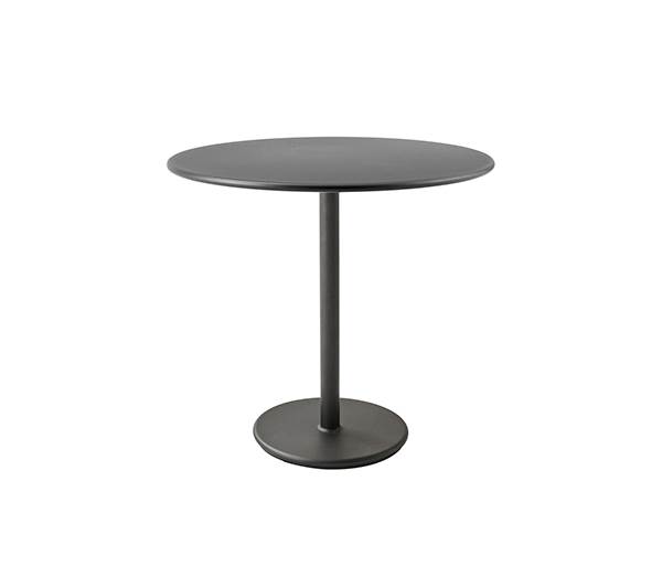 Se Cane-Line Go cafébord - Ø80 cm - Lava grå / aluminium grå hos Erling Christensen Møbler