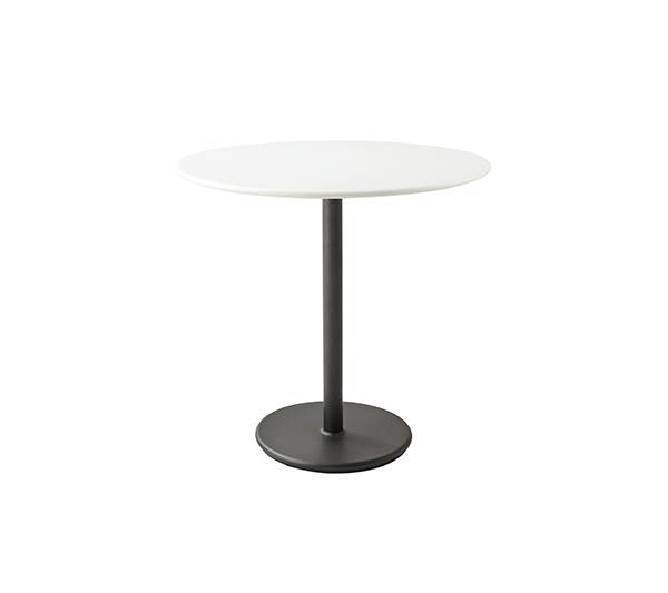 Se Cane-Line Go cafébord - Ø80 cm - Lavagrå med aluminium hvid hos Erling Christensen Møbler