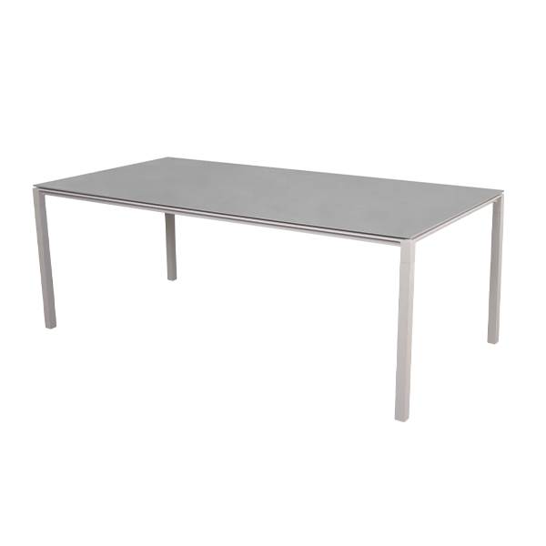 Cane-Line Pure havebord - 200x100 cm - Stel i sand - bordplade i Betongrå Concrete Grey (Keramisk) : Erling Christensen Møbler