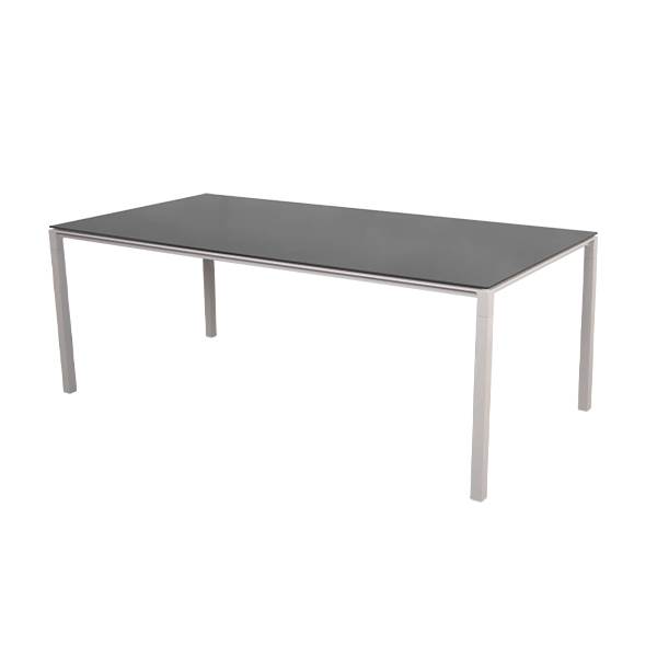 Cane-Line Pure havebord - 200x100 cm - Stel i sand - bordplade i Nero sort Nero Black (Keramisk) : Erling Christensen Møbler