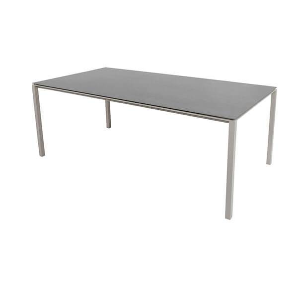 Cane-Line Pure havebord - 200x100 cm - Stel i taupe - bordplade i basalt grå