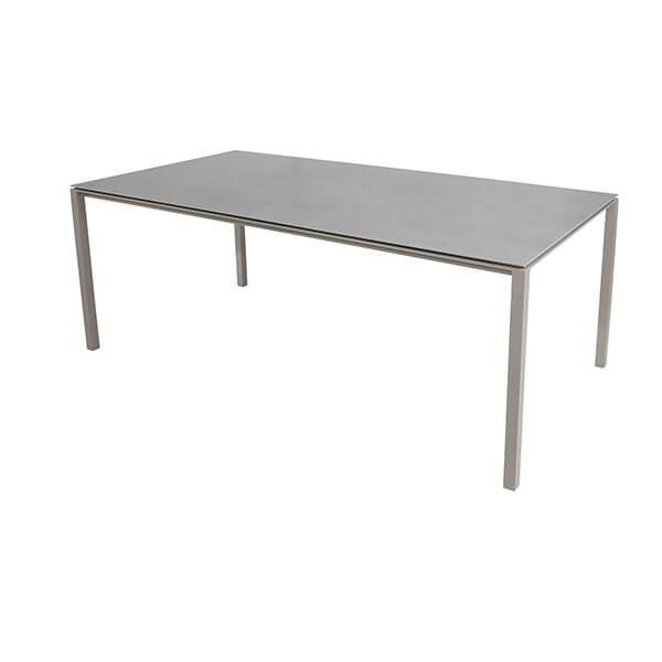 Cane-Line Pure havebord - 200x100 cm - Stel i taupe - bordplade i betongrå